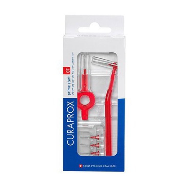 Prime Start 07 Curaprox Brossette Interdentaire Rouge 5 Pièces + 2 Manches