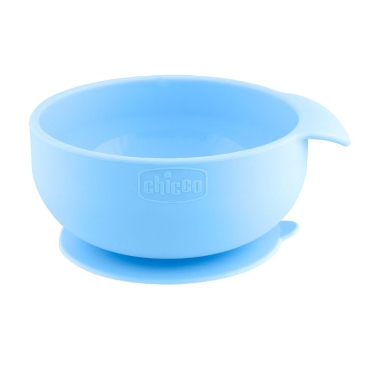 CHICCO Bol en silicone bleu avec ventouse