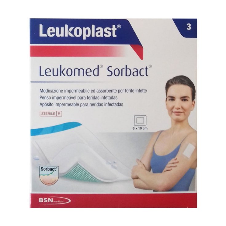 Leukomed Sorbact Leukoplast 8X10cm 3 Pansements