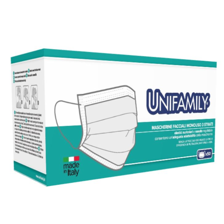 Masque Type II UNIFAMILY Rouge 50 Pièces