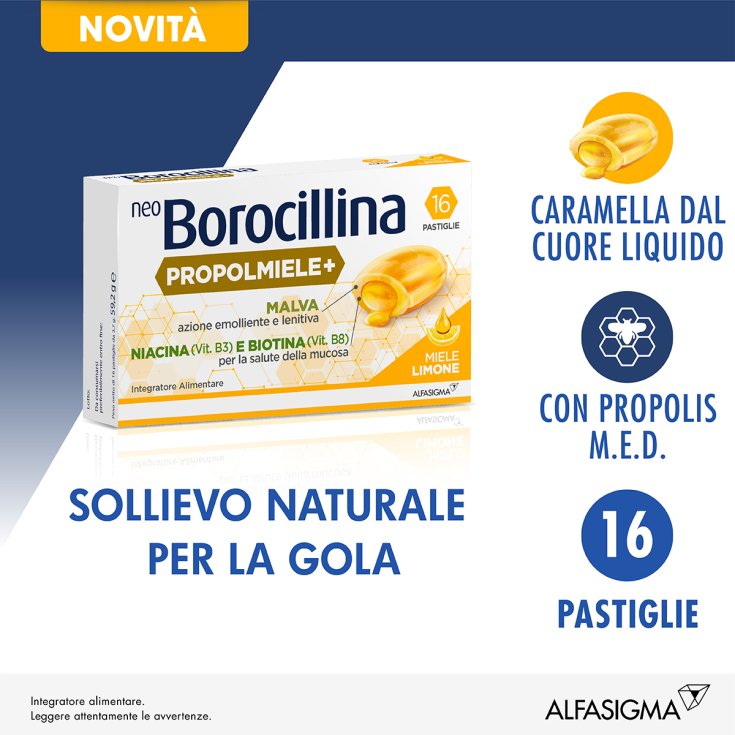 neoBorocillin Propolmiele + 16 Comprimés Miel Citron