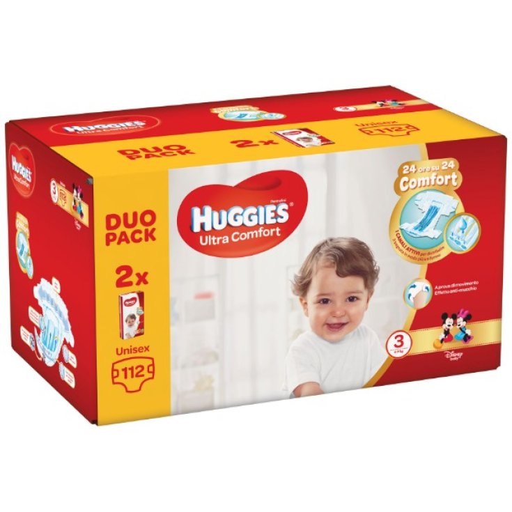 Couches Ultra Confort 3 DuoPack Huggies 112 Pièces