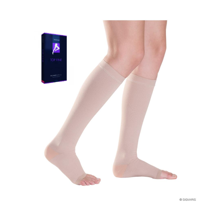 TOP FINE 701 Mi-Bas Bout Ouvert SIGVARIS Noir Taille M Long