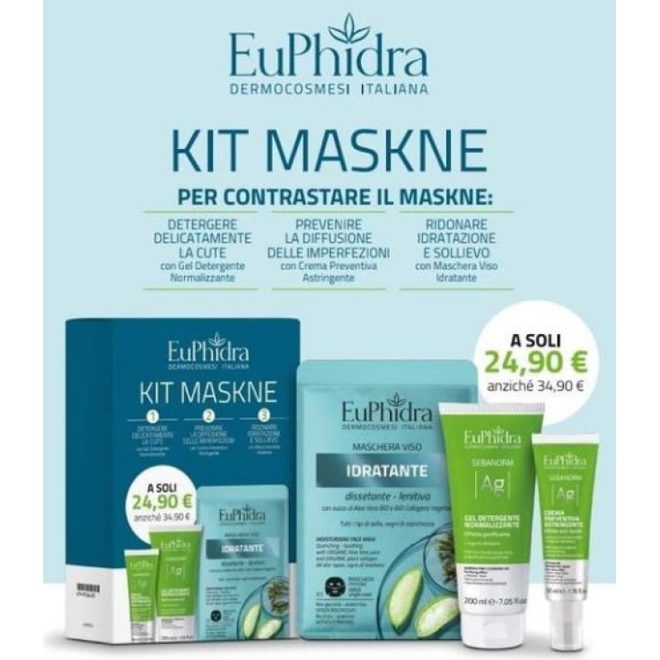 COFFRET EUPHIDRA MASKNE - SEBANORM AG CRÈME + GEL NETTOYANT + MASQUE HYDRATANT