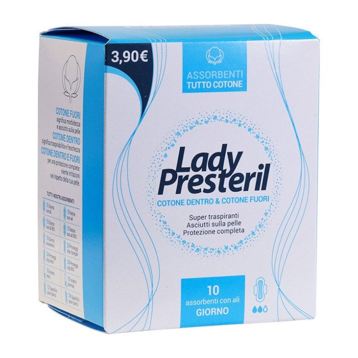 Lady Presteril Cotton 10 Serviettes Hygiéniques avec Ailes Jour