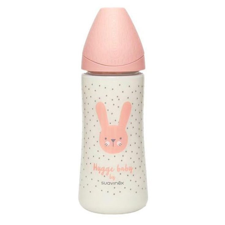 Hygge Biberon 360ml Pappa Flusso Denso (lapin à pois rose) Suavinex