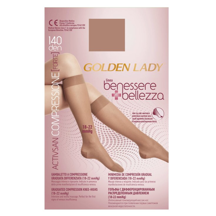 Wellness & Beauty Mi-bas 140 Den Couleur Dorè Naturel Taille XL Golden Lady