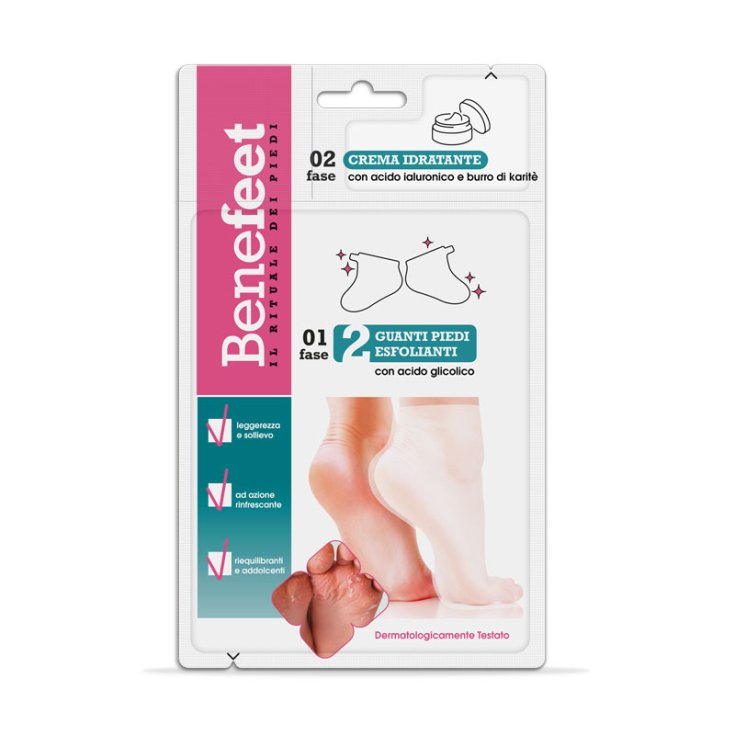 Gants Exfoliants Pieds + Crème Hydratante Benefeet 2 Gants + 1 Crème