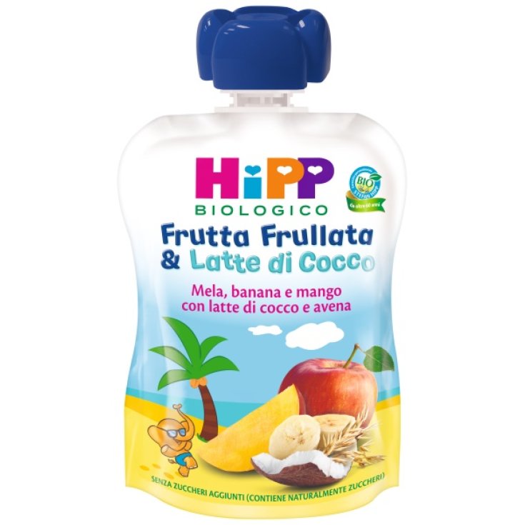 Smoothie aux fruits Pomme, banane et mangue au lait de coco et d'avoine Hipp Bio 90g