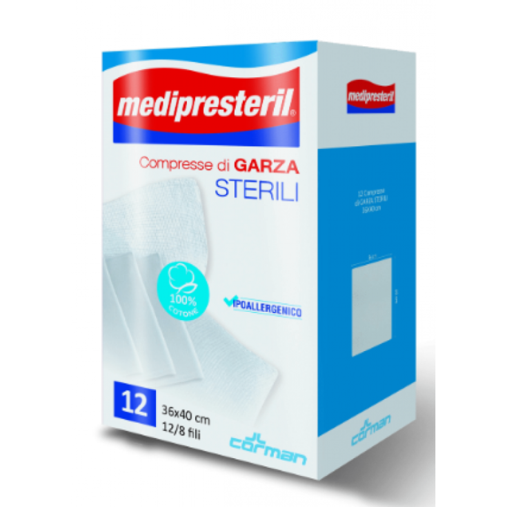 Medipresteril 12/8 Fils 36 x 40cm CORMAN 12 Comprimés Gaze