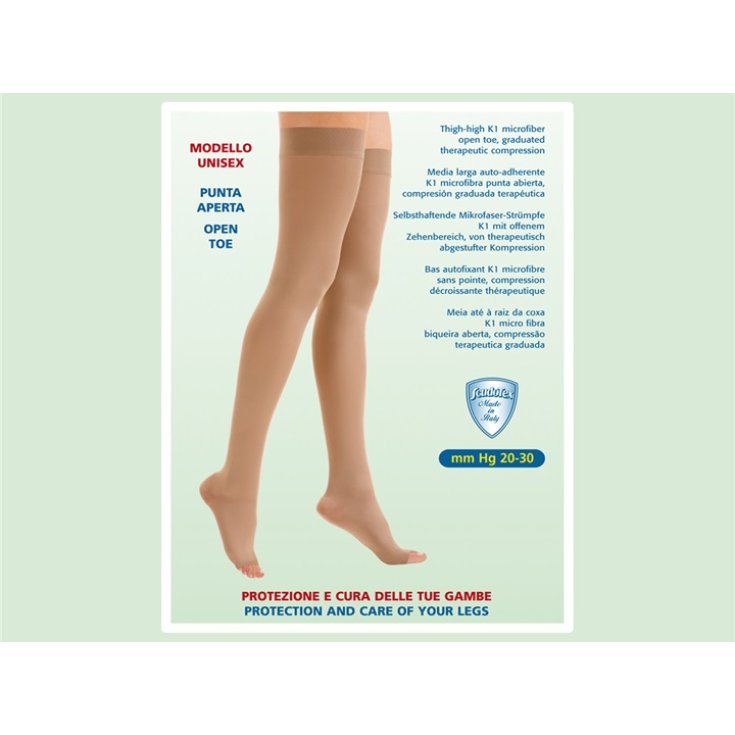 SCUDOTEX Microfibre K1 Open Toe Beige Hold Ups Taille 2 LUROPAS 1 Paire