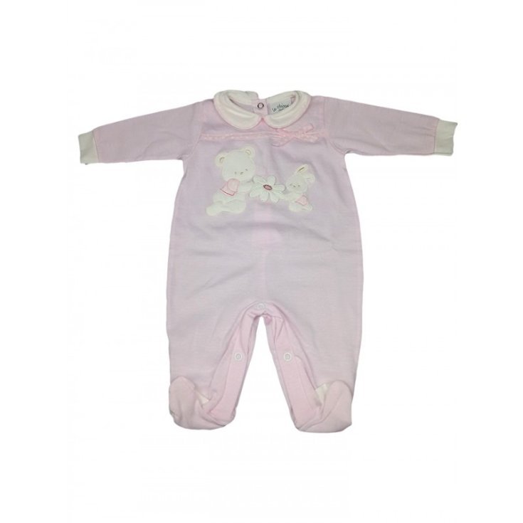 Barboteuse bébé garçon rose en coton