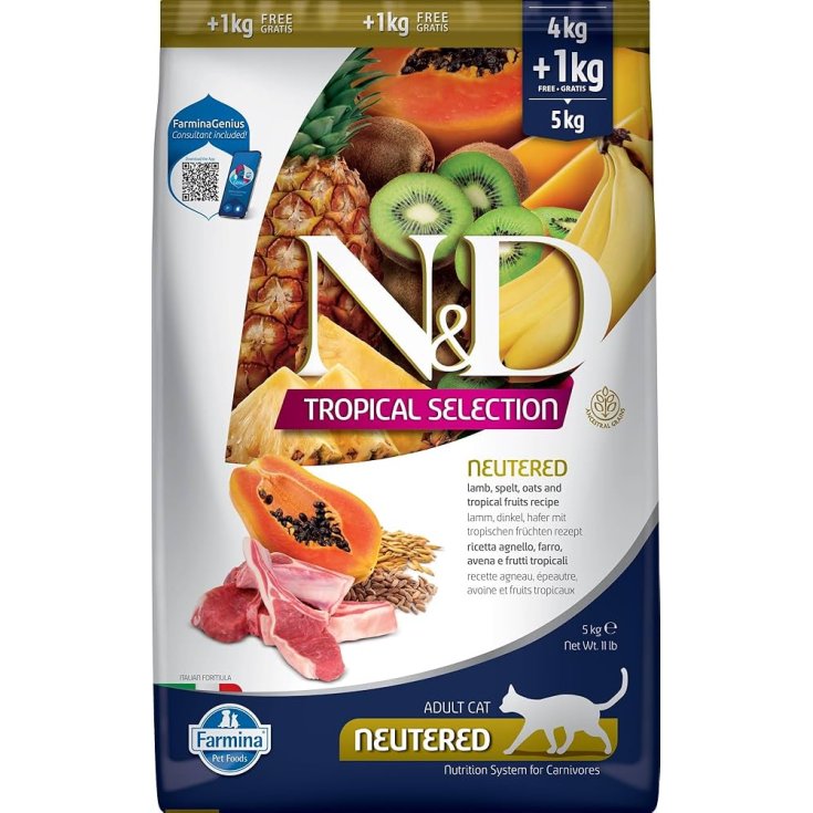 N&D CAT TROPICAL AGNEAU NEUTRÉ 4+1 KG