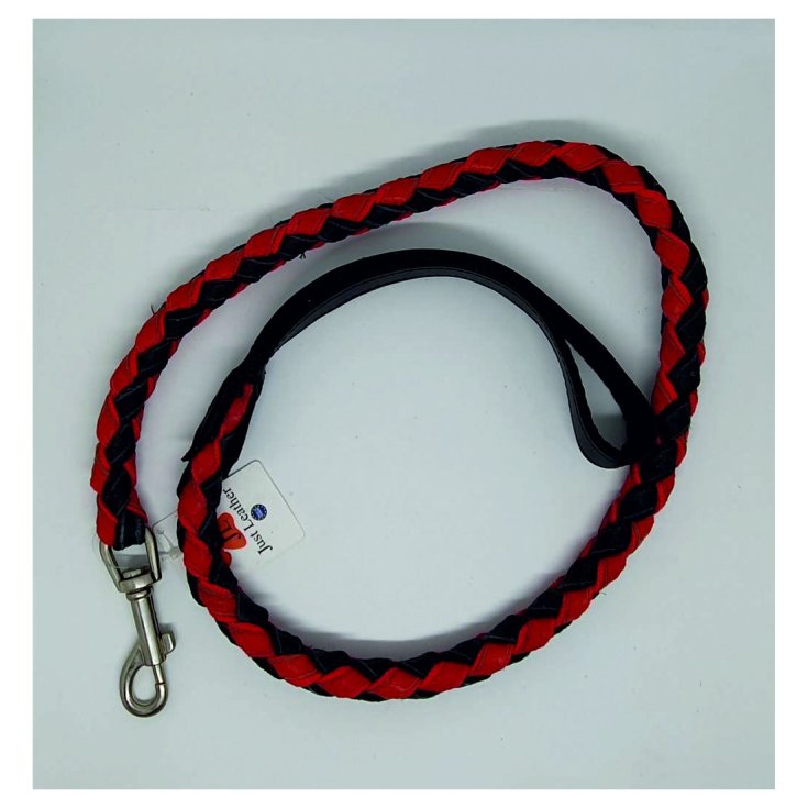 LAISSE CUIR NOIR/ROUGE 20X1000MM