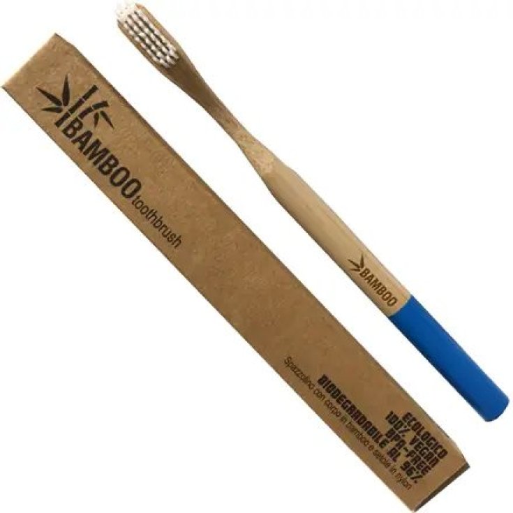 BROSSE À DENTS DURE EN BAMBOU BLEU