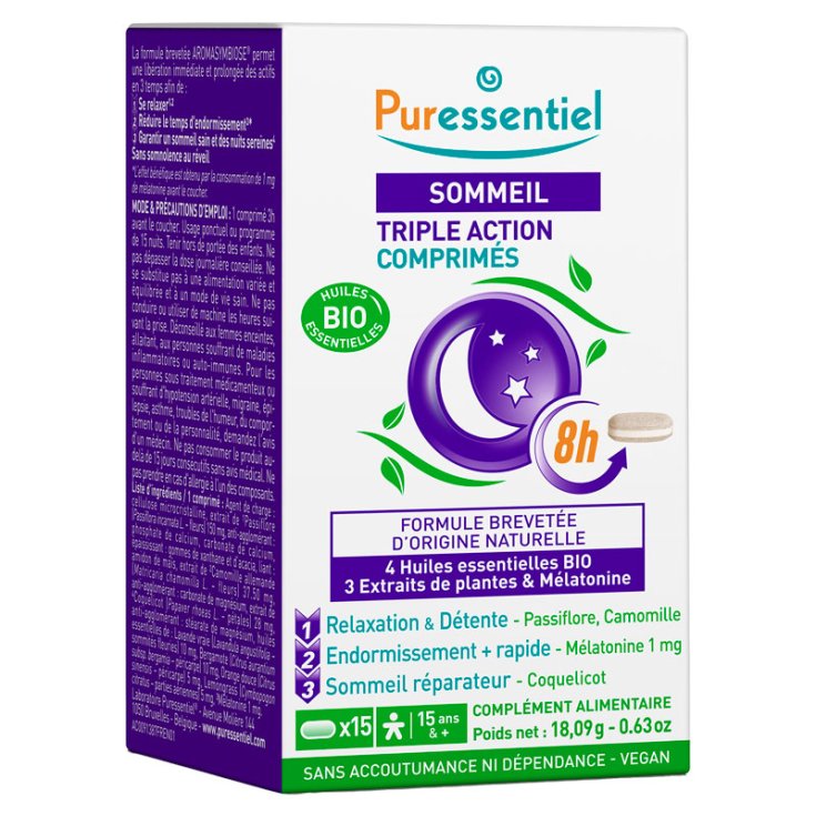 Puressential Comprimés Sommeil Triple Action 15 Comprimés