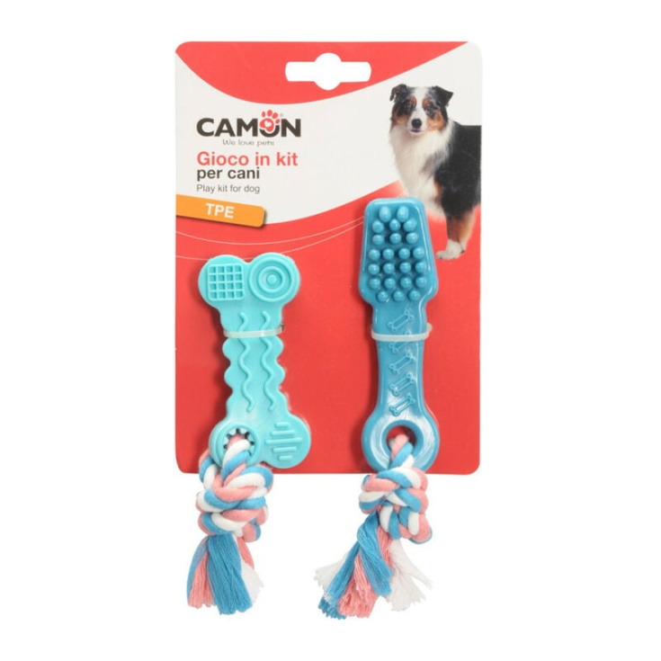 GIOCO CANE SPAZZOLINO OSSO TPE CORDA