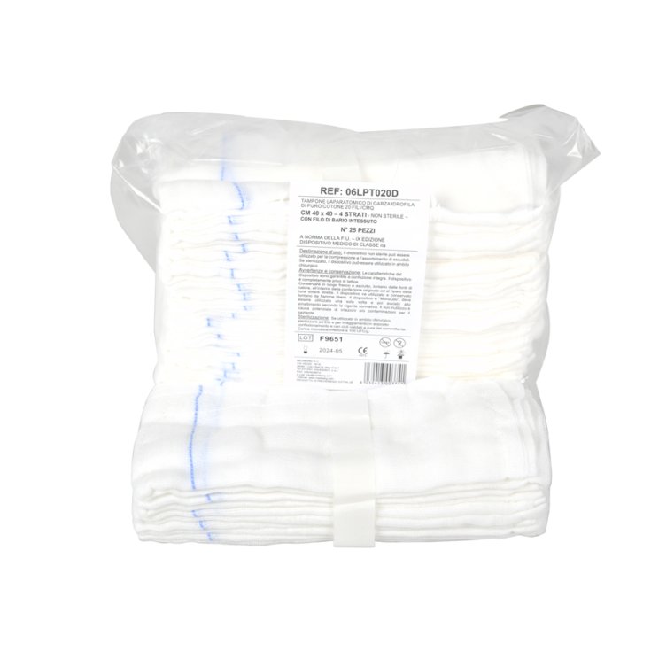 Garza Laparatomica 4strati 20fili 40x40cm GIMA 250 Pezzi