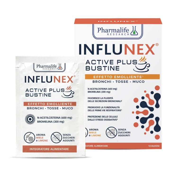 Influnex Active Plus Effetto Emoliente PharmaLife Research 14 Bustine