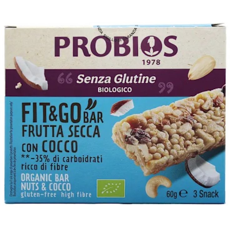 Fit&Go Bar Frutta Secca con Cocco&nbsp;Probios 3x20g
