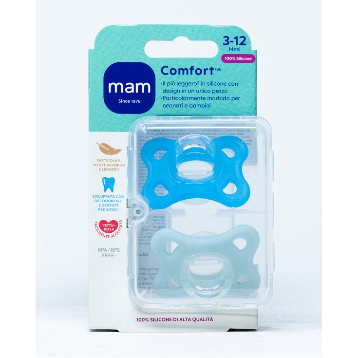 Succhietto Comfort in Silicone 3-12M Azzurro MAM 2 Pezzi