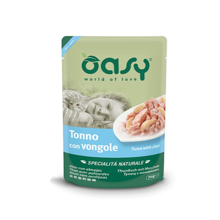 Oasy Natury Tonno con Vongole Gelatina Morbida per Gatti
