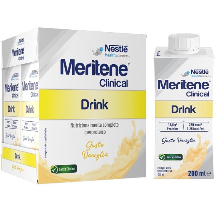 Meritene Clinical Drink Vaniglia, 4x200ml Alimento Iperproteico