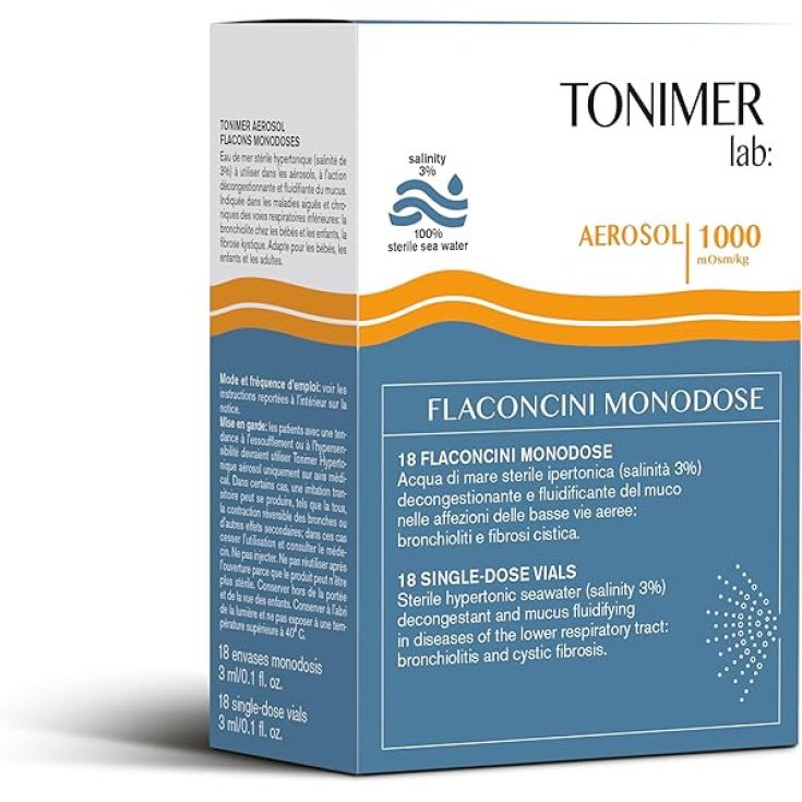 Tonimer Aerosol 1000 Soluzione Ipertonica Sterile, 18 Flaconcini Monodose