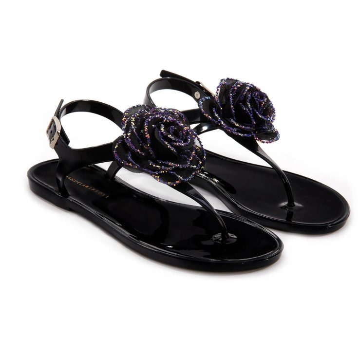 SANDALO NERO BORCHIE ROSA 41