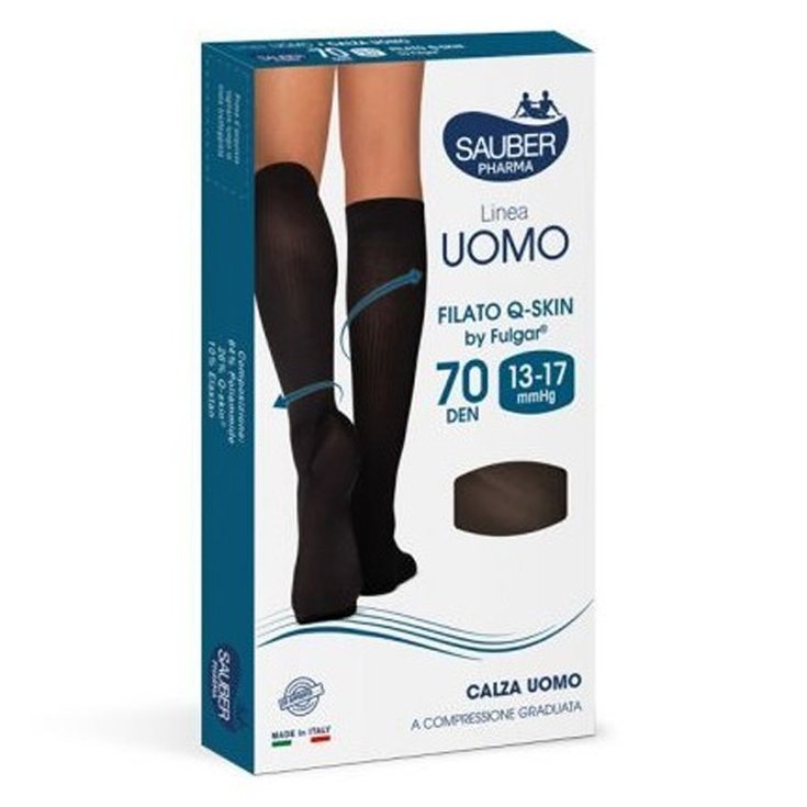 Sauber Calza Uomo Compressione 140 DEN Gessato Bordeaux Nero L/XL