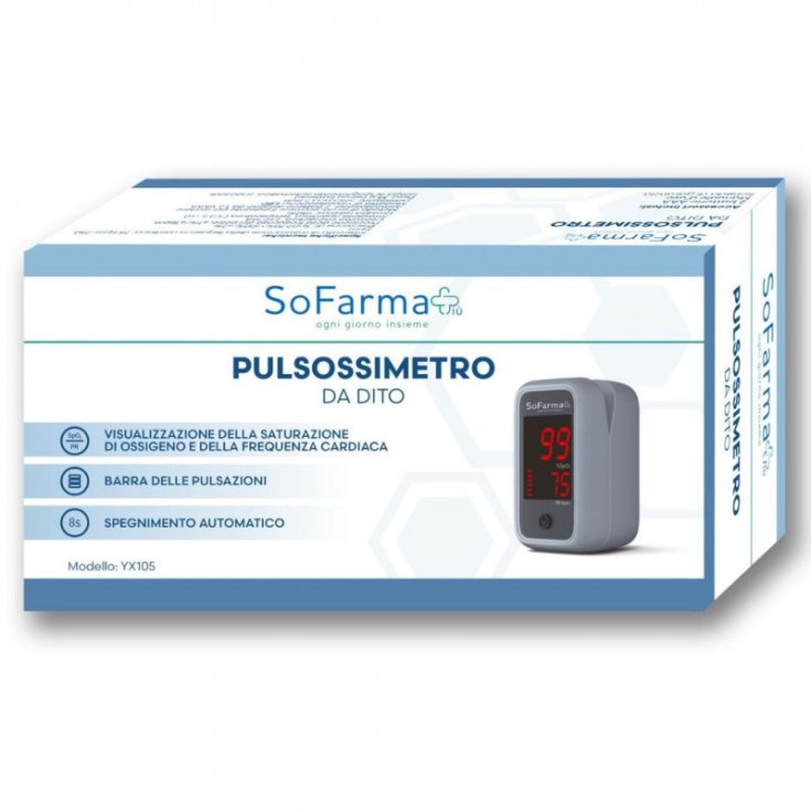 Sofarmapiu Pulsossimetro da Dito per Saturazione Ossigeno e Frequenza Cardiaca