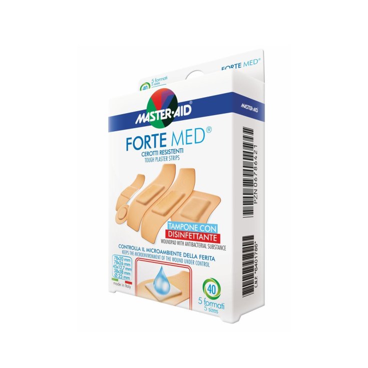 Master-Aid® Forte Med® Pansements Résistants Écouvillon Avec Désinfectant 2 Tailles 20 Bandes