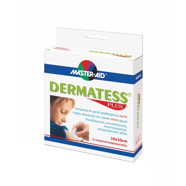 Master-Aid® Dermatess® Plus Comprimé de Gaze Stérile Hypoallergénique 10x10 cm 12 Pièces