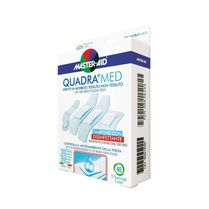 Pansements Master-Aid® Quadra Med® en tissu non tissé doux avec tampon désinfectant 10 bandes Super