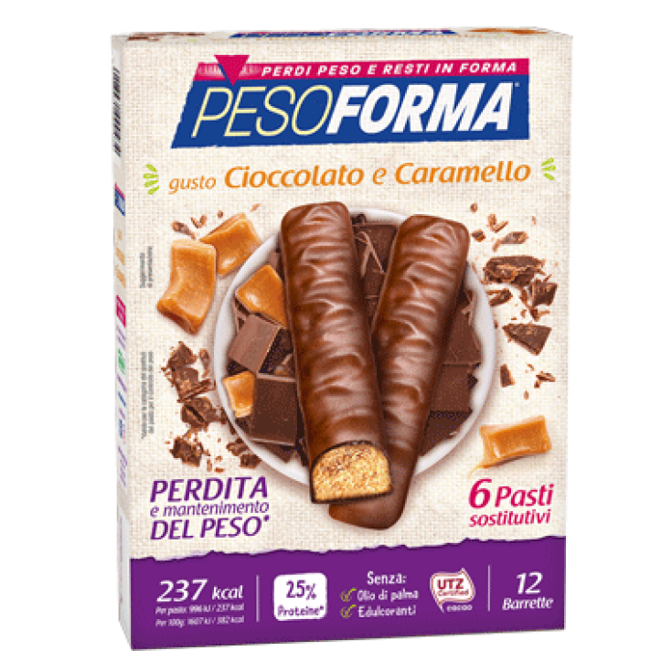 Pesoforma Substitut de Repas Barres Chocolat et Caramel 12 Barres