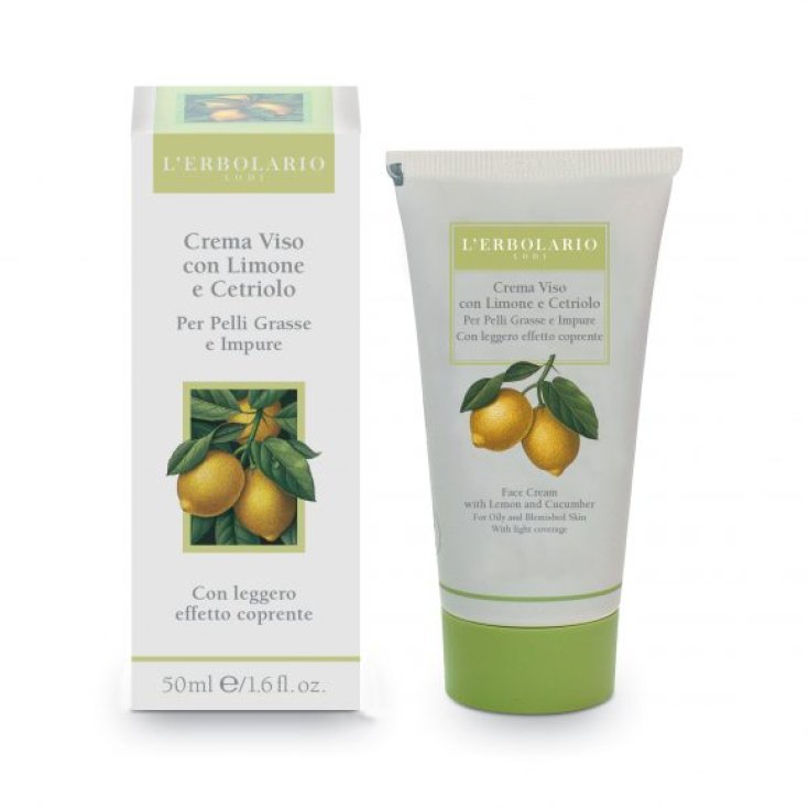 L'Erbolario Citron et Concombre Crème Visage Peaux Grasses et Impures 50 ml