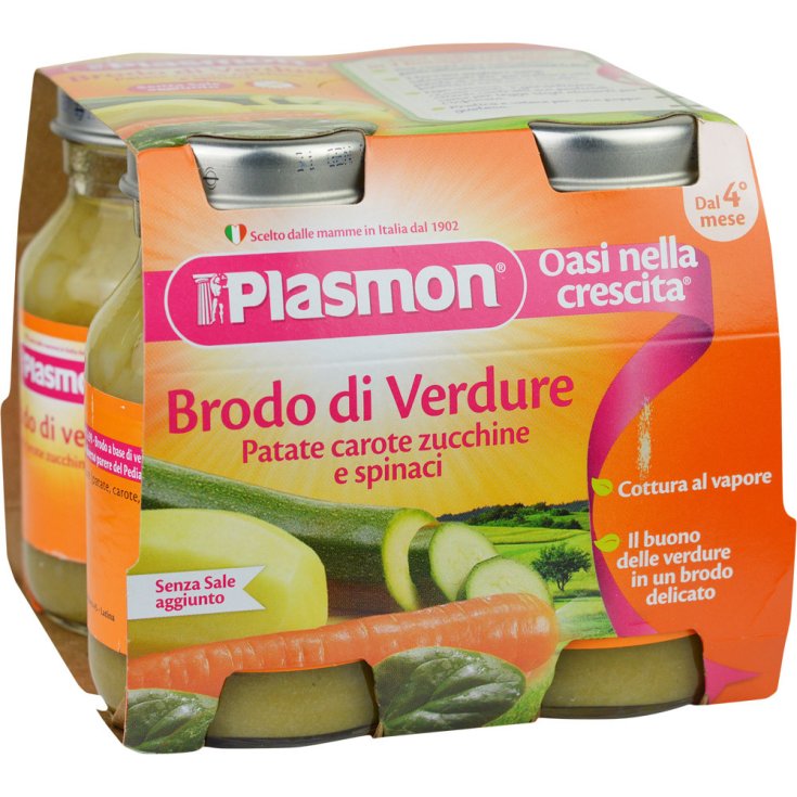 Plasmon Bouillon Liquide Pommes De Terre Courgettes Carottes Et Épinards Liquide 4 x 125 ml