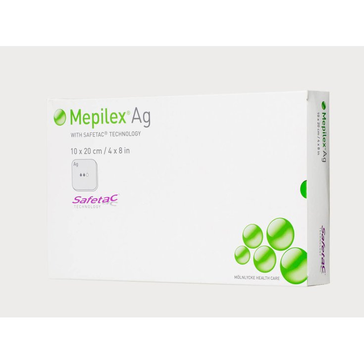 Mölnlycke® Mepilex® Ag Pansement Antimicrobien En Mousse Avec Safetac® Taille 10x20cm 5 Pièces