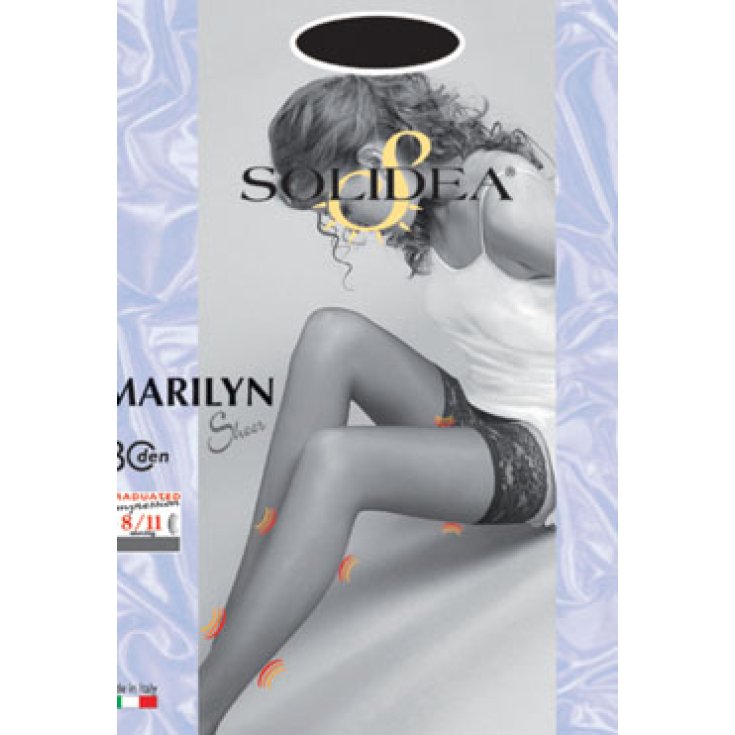 Solidea Marilyn 30 Sheer Hold-up Stocking Couleur Bleu Taille 3 1 Paire