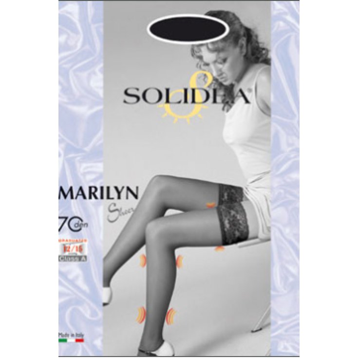 Solidea Marilyn 70 Sheer Hold-up Bas Couleur Bleu Taille 4