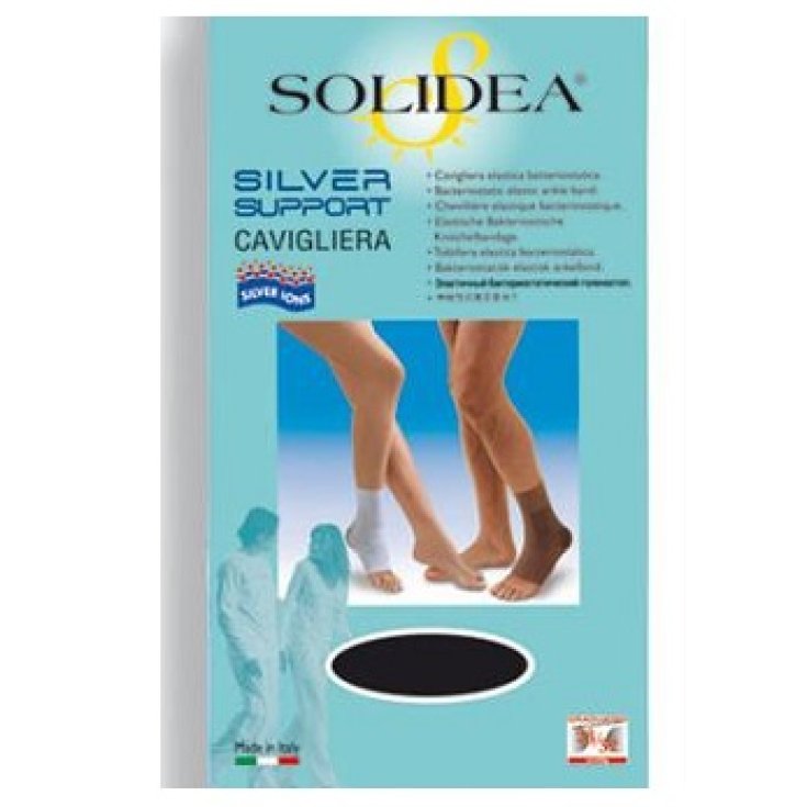 Bracelet de cheville élastique Solidea® Silver Support Couleur Noir Taille L
