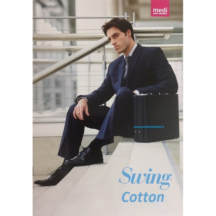 Medi Swing Homme Coton Mi-Bas 21mmHg Couleur Noir Taille 2 1 Paire Réf.2150