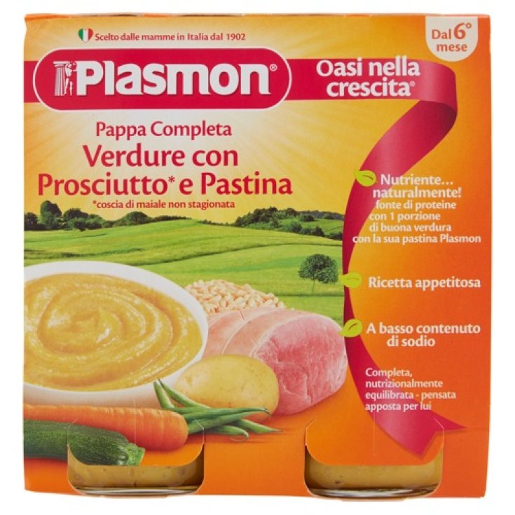 Plasmon Homogénéisé Repas Complet Légumes Pastina Jambon Cuit 2x380g