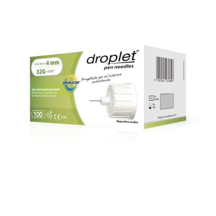 Aiguille à insuline Droplet® Aiguille stérile jetable Droplicon® pour stylo G32 4mm 100 pièces