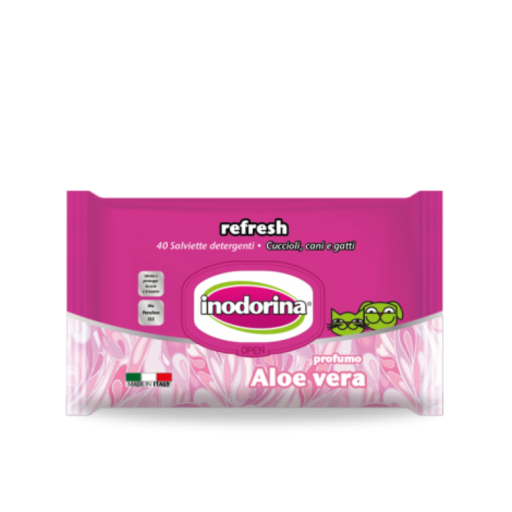 Pet Village Inodorina Refresh Lingettes Aloe Vera 40 pièces