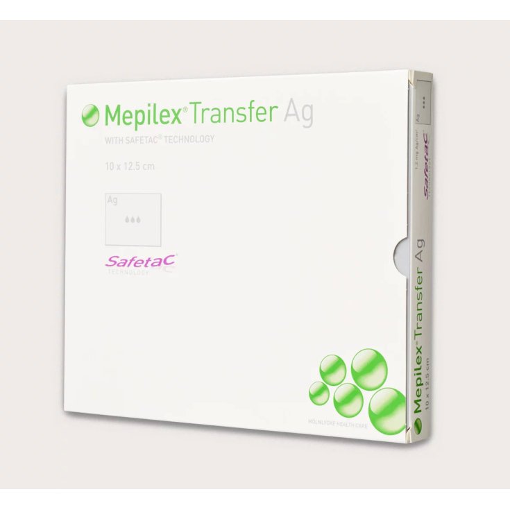 Mölnlycke® Mepilex® Transfer Ag Pansement Antimicrobien en Mousse Taille 12,5x12,5cm 5 Pièces