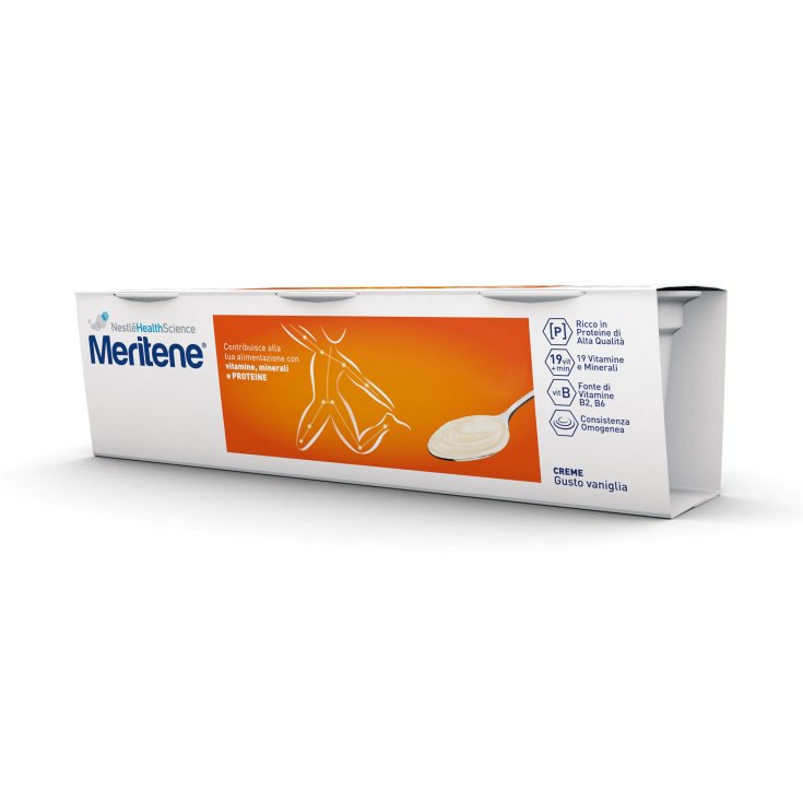 Nestlé Health Science Crème Meritene Force et Vitalité Vanille Dessert Riche en protéines et en calories Facile à avaler 3 x125g