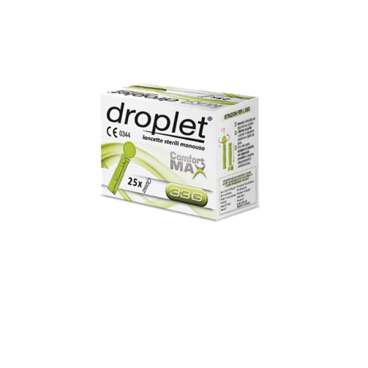 Droplet® Comfort Max Lancets Autopiqueur stérile jetable G33 25 pièces