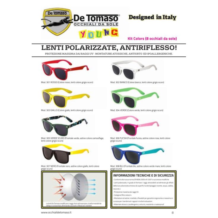 De Tomaso Lunettes pour jeunes enfants Kit de motifs assortis Couleurs