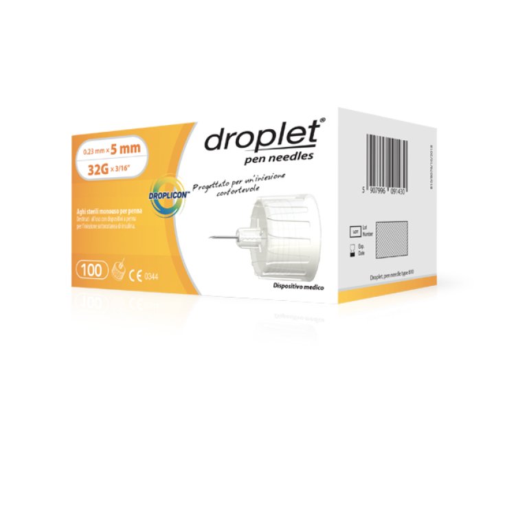 Aiguille à insuline Droplet® Aiguille stérile jetable Droplicon® pour stylo G32 5 mm 100 pièces